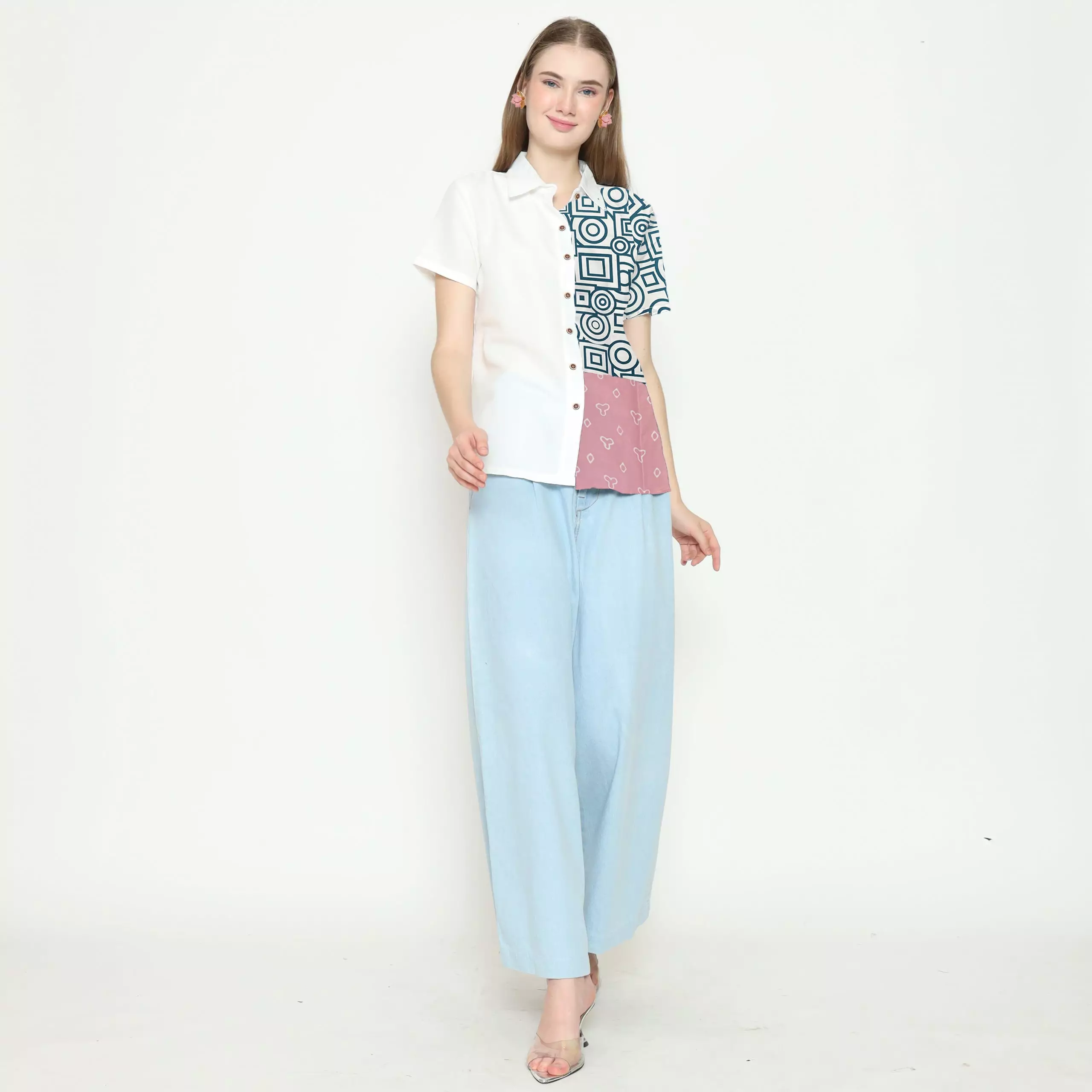 Blouse Batik Wanita - Bhatara Batik Agnes - Atasan Batik Modern Lengan Pendek