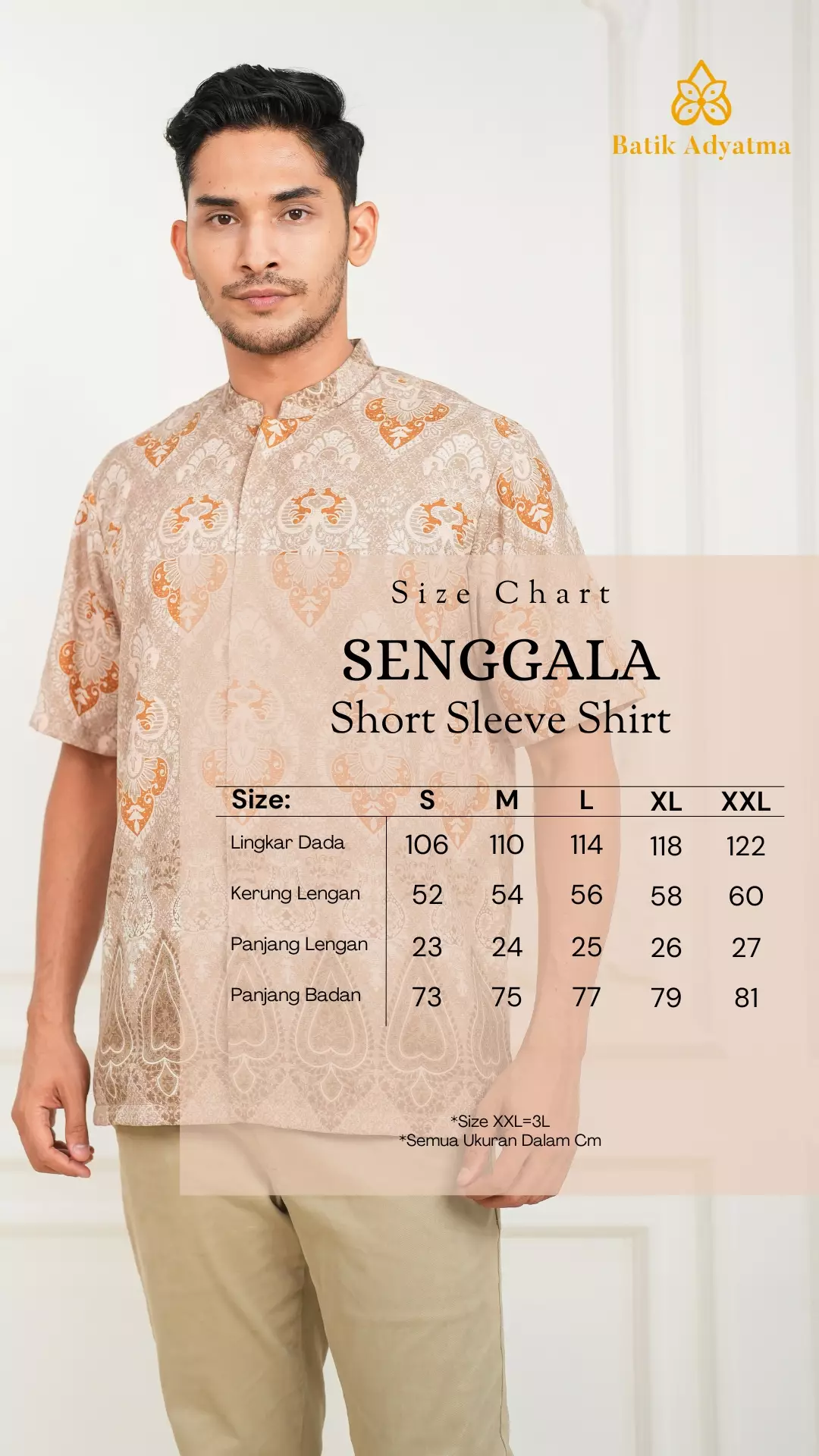 Sarimbit Senggala Mocca Kemeja Pria  Koko Lengan Pendek Regular Fit Furing