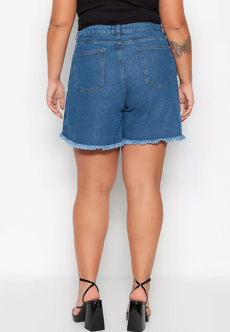Plus Size High Waist Denim Skort