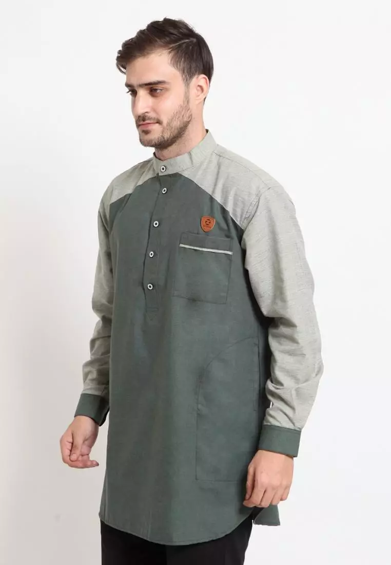 Zayidan Baju Koko Gamis Muslim Pria Zahir - Hijau