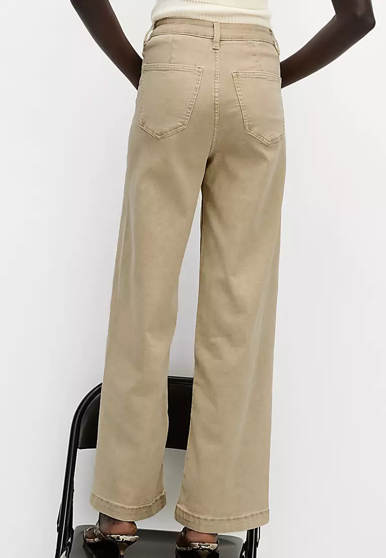 High Waisted Wide Leg Ankle Grazer Jeans