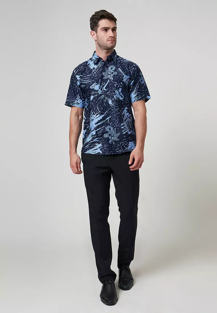 Slimfit Kenzie Kemeja Batik Pria Lengan Pendek