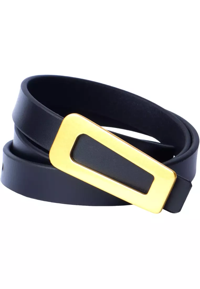 Black Belt Women - Women Leather Designer Belt -Gold Buckle Women belt in Full Grain Leather -Oxhide D12