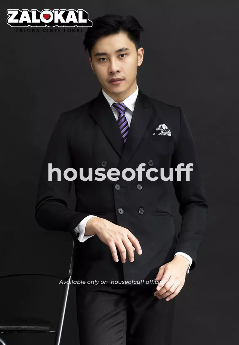 Jas Double Breast Hitam Blazer Formal Pria Jas Nikah
