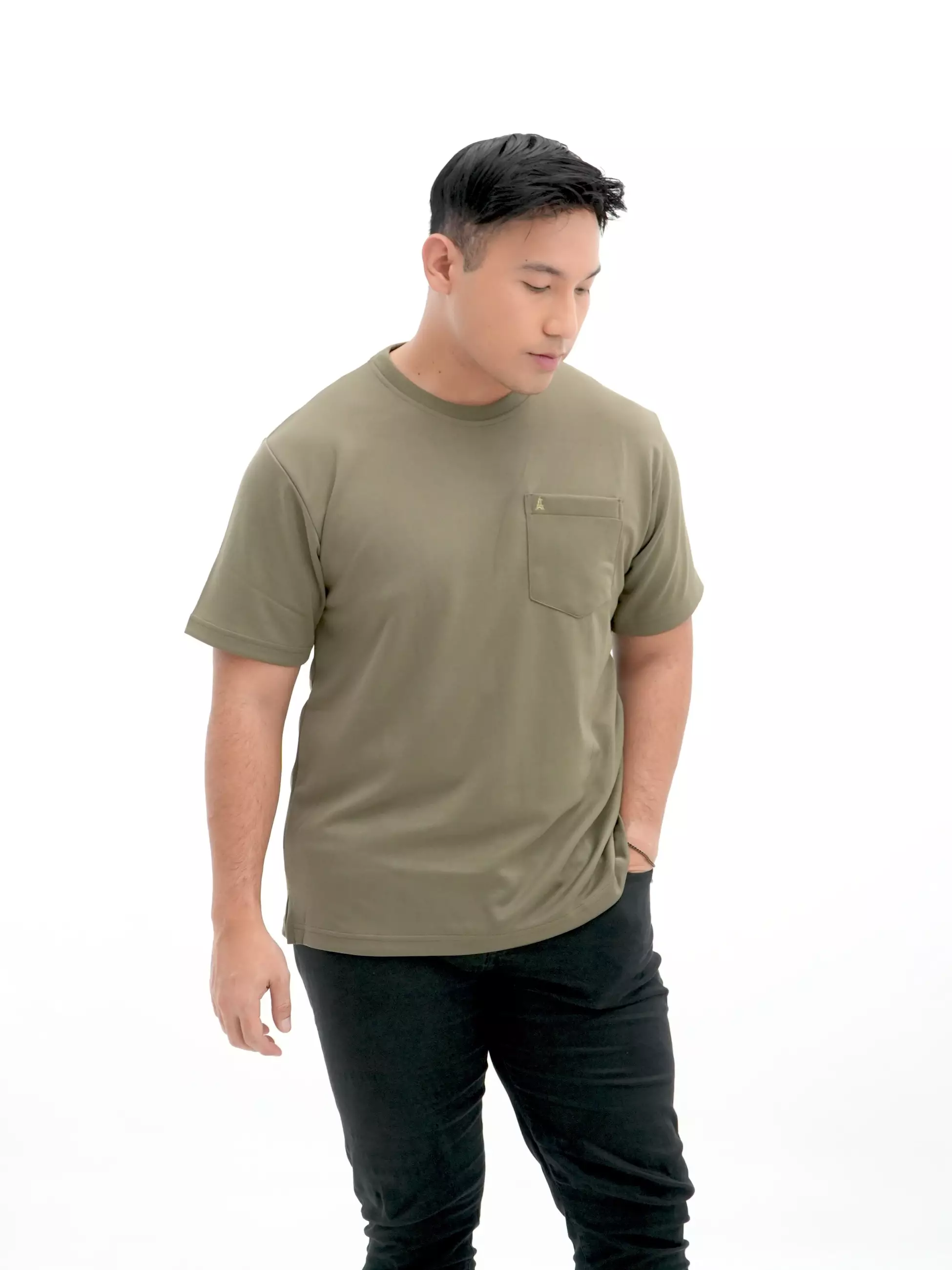 T-Shirt Scuba Hijau Army Kantong 3454