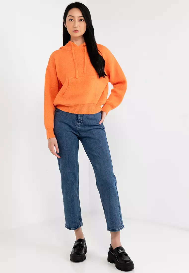 Faux Mohair Hooded Pullover