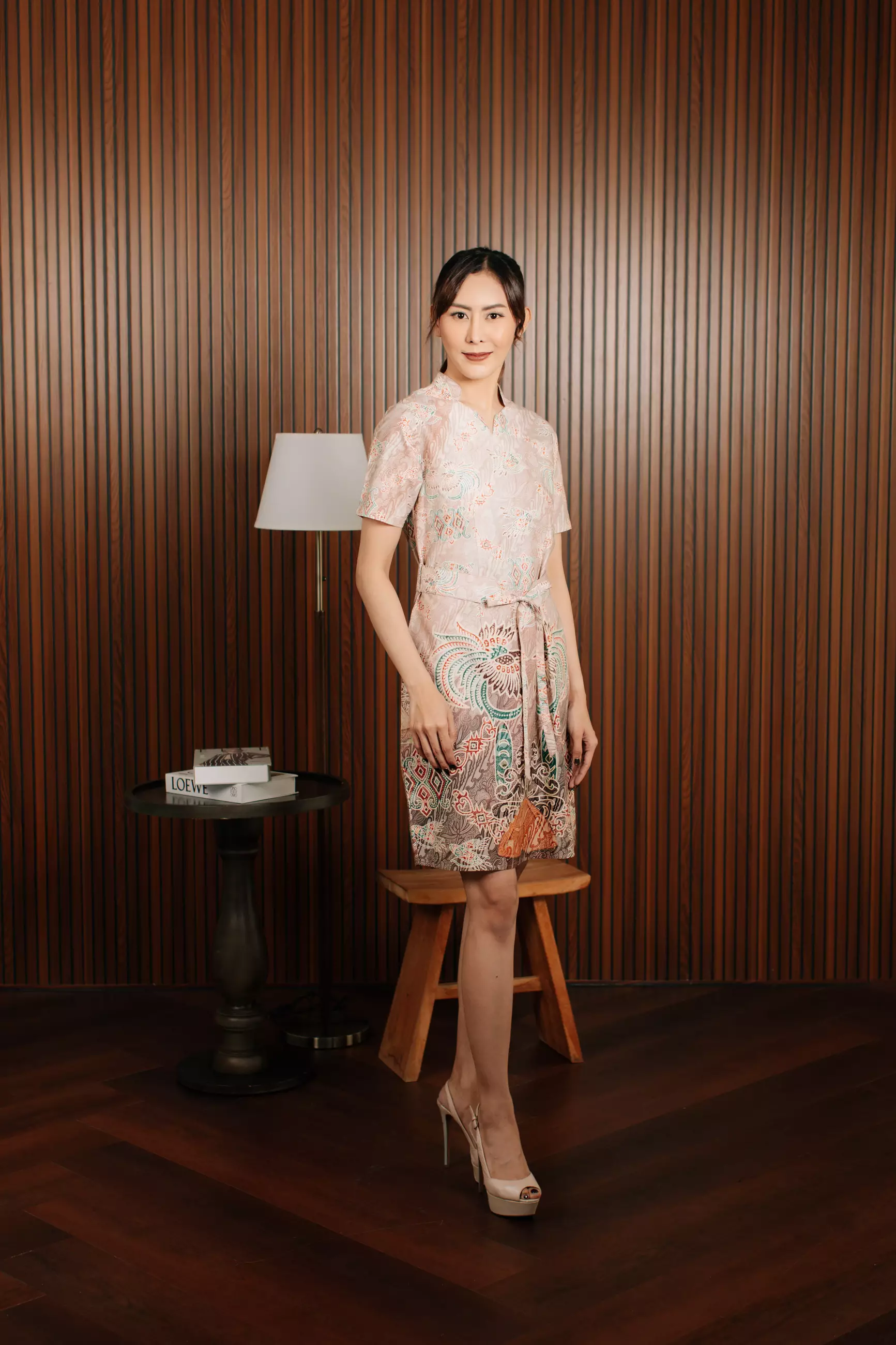 Ravela Pink Dress Batik Wanita Lengan Pendek Katun Digital Print