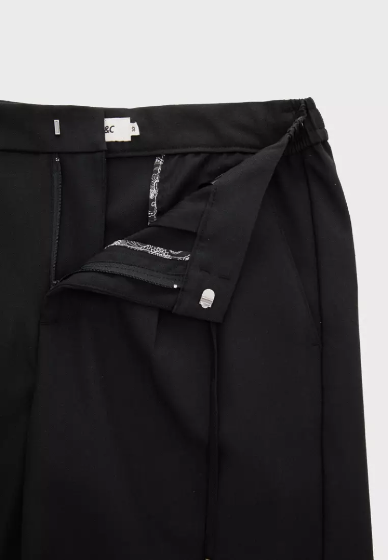 Black Linen Blend Drawstring Casual Shorts