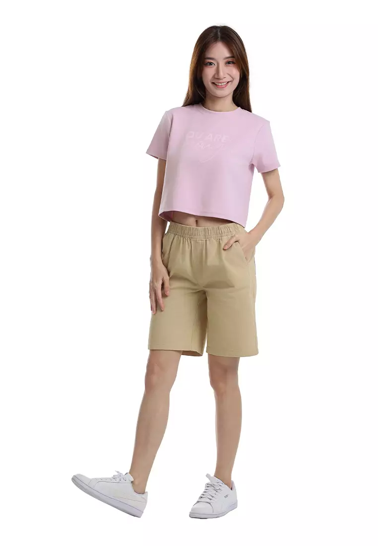 Ladies Elastic Waist Bermuda Shorts - 865116-16LightKhaki