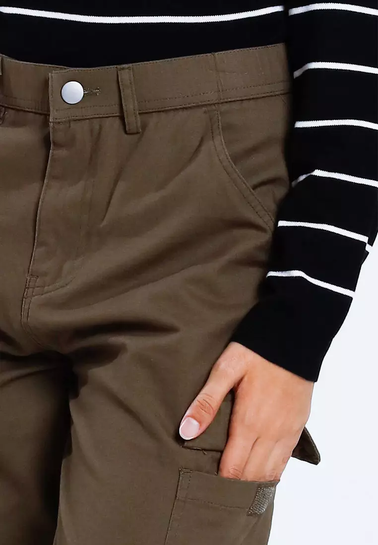 Forest Ladies Cotton Twill Elastic Waisted Cargo Jogger Pants Women Long Pants | Seluar Panjang Perempuan - 810512