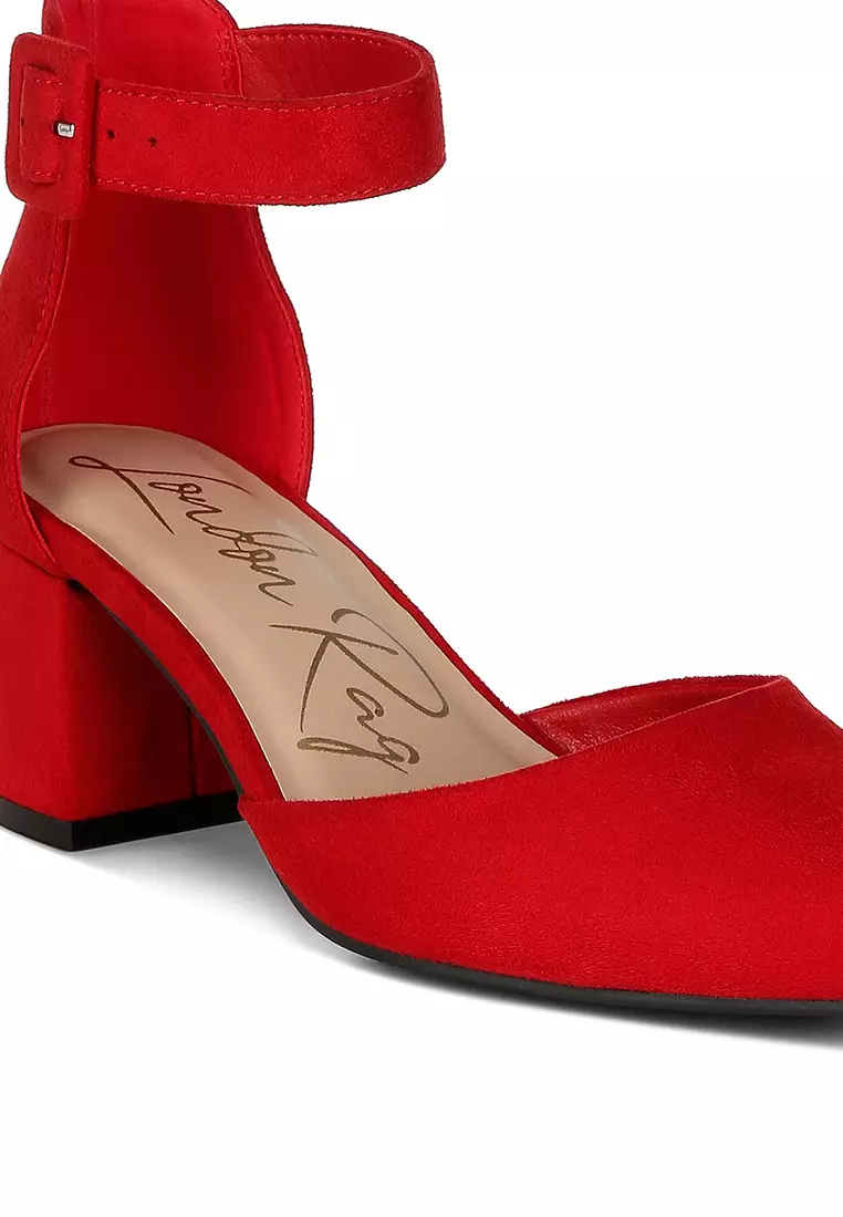 Sandal Santai Bertumit Sedang Warna Merah