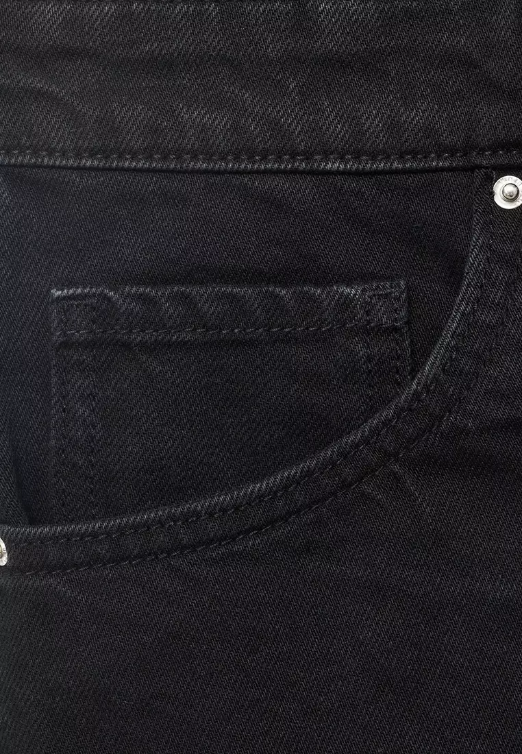 High-Waisted Straight-Fit Denim Shorts