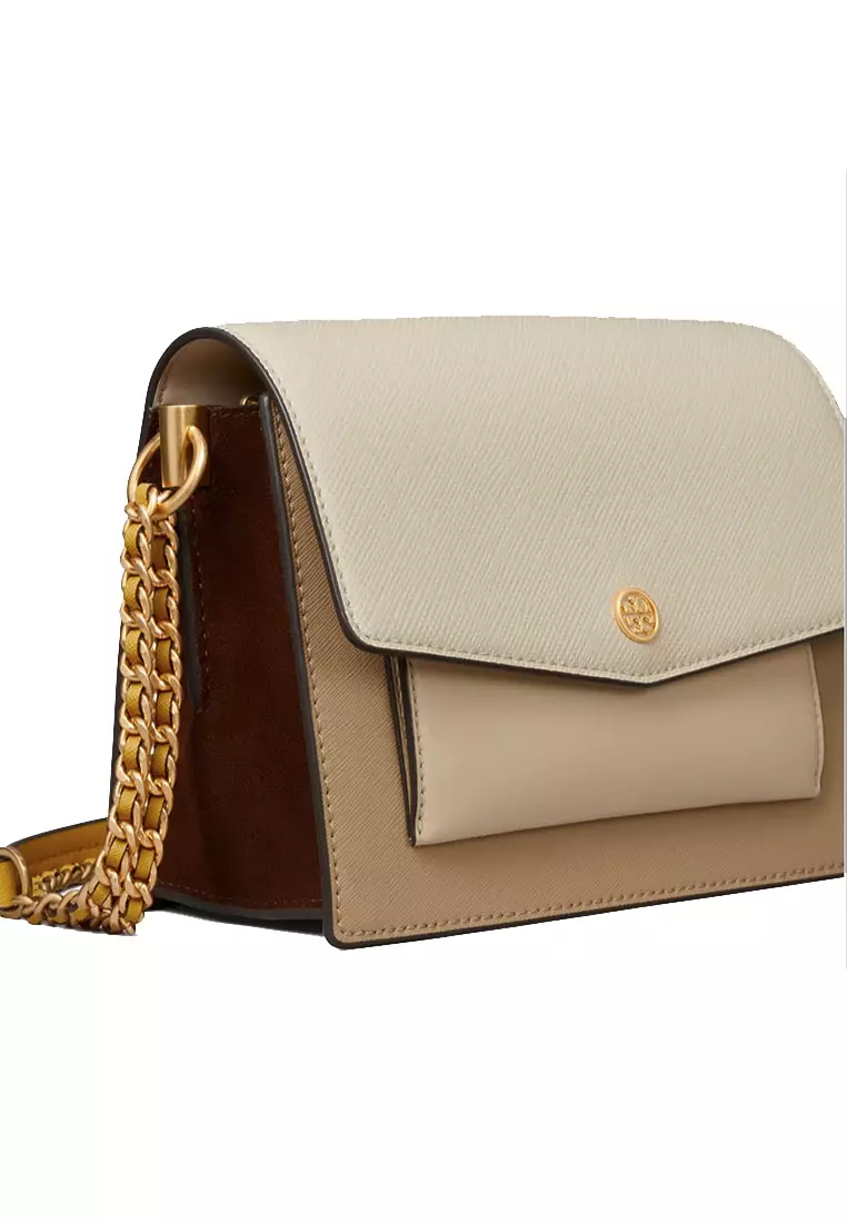 Tory Burch Robinson Colorblock Convertible Leather Shoulder Bag in Natural