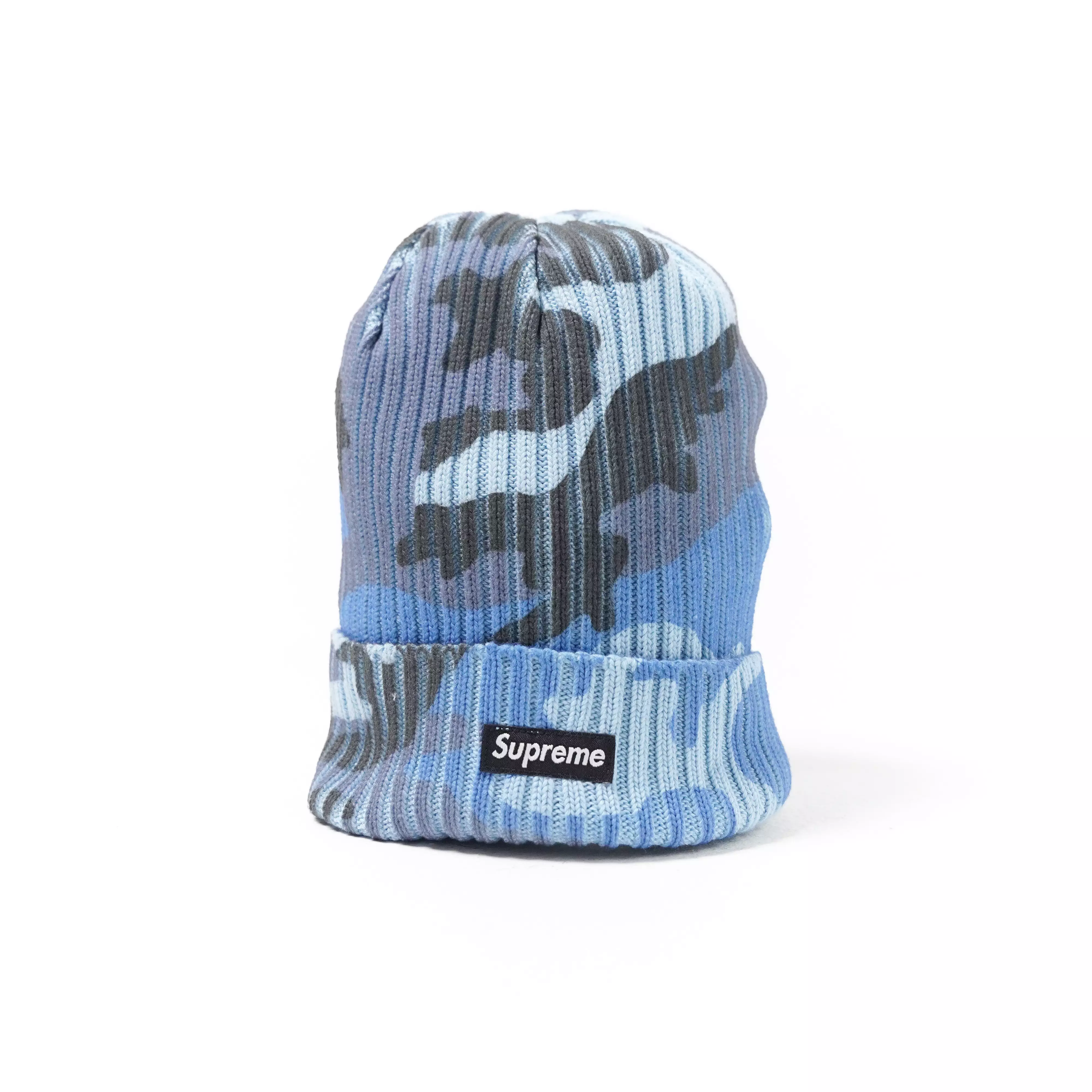 Jual Supreme Topi SUPREME OVERDYED CAMO BLUE BEANIE 100% ORIGINAL