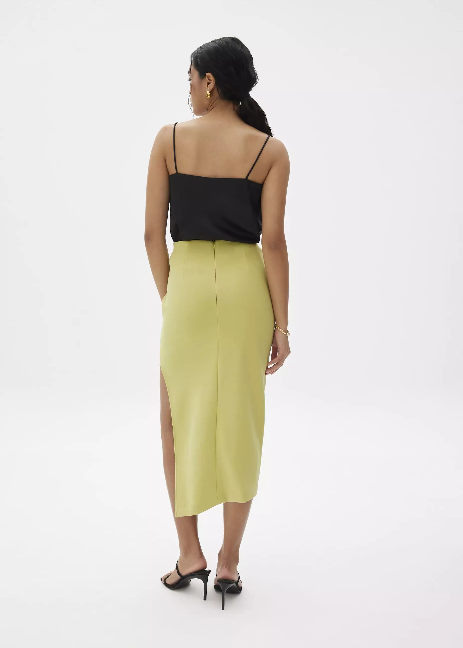 Rok Wanita - Divya Asymmetric Drape Midi Skirt