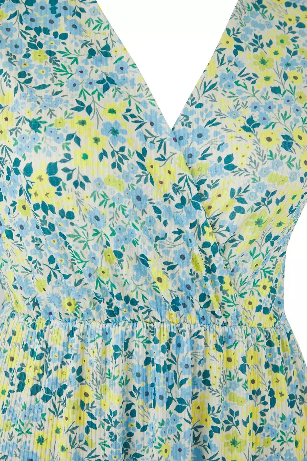 Yellow Floral Printed Double Breasted Stretchy Skater/Waist Cut Midi Knitted Dress Tbbss25Ah00243