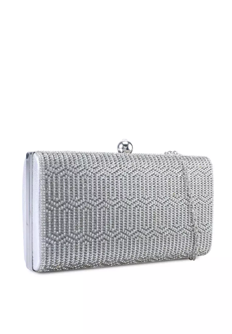 Cheap silver diamante deals clutch bags