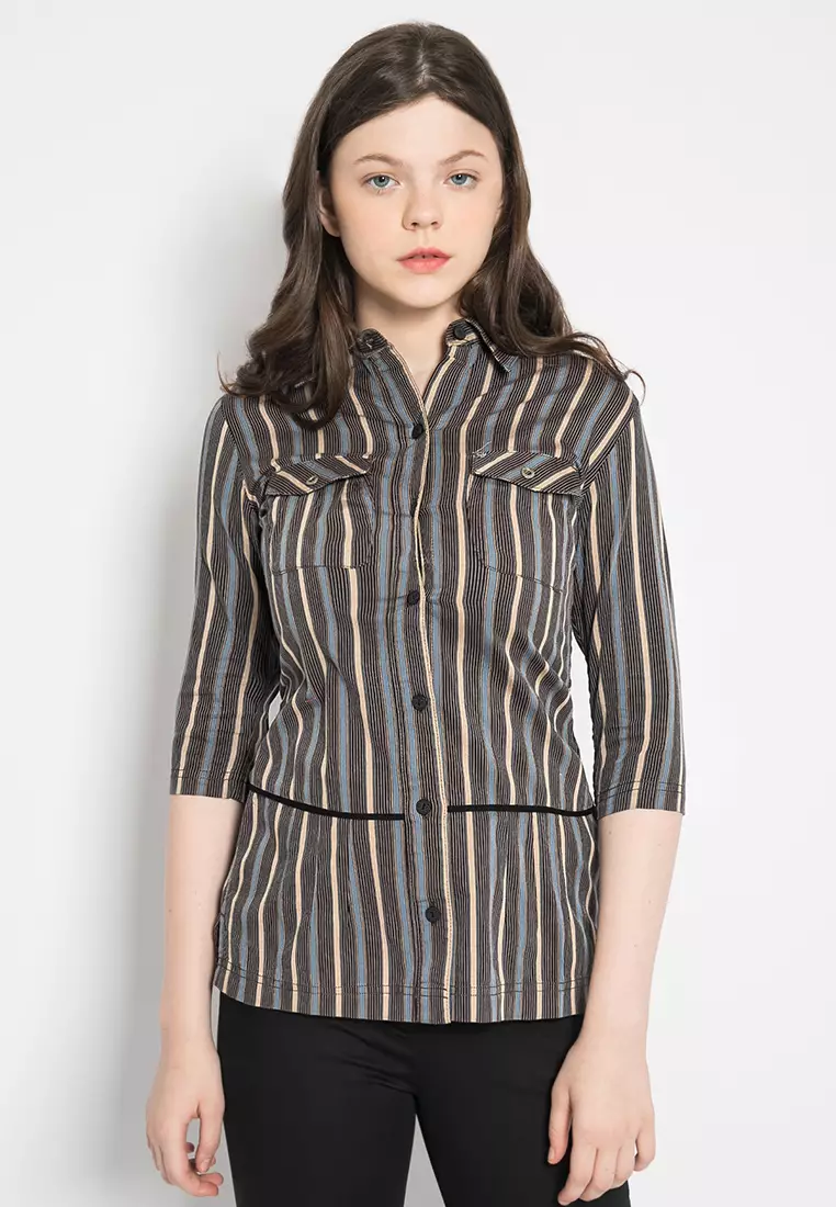 LGS - Kemeja Wanita - Lengan Panjang - Hitam - LLSH.380.SL713.008.7CLS