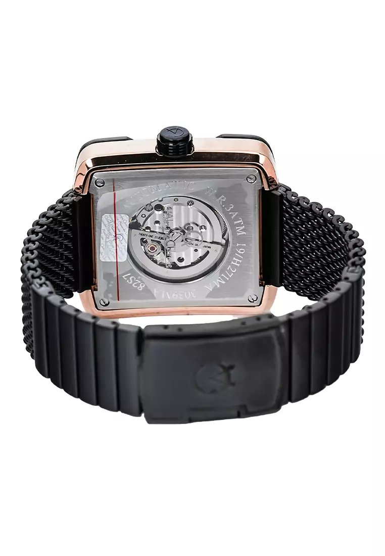Alexandre Christie Automatic - Jam Tangan Pria - Rosegold Black - Stainless Steel - 3039 MABBRBA