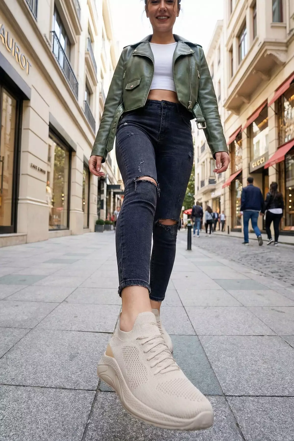 Beige Women'S Sneaker 21253