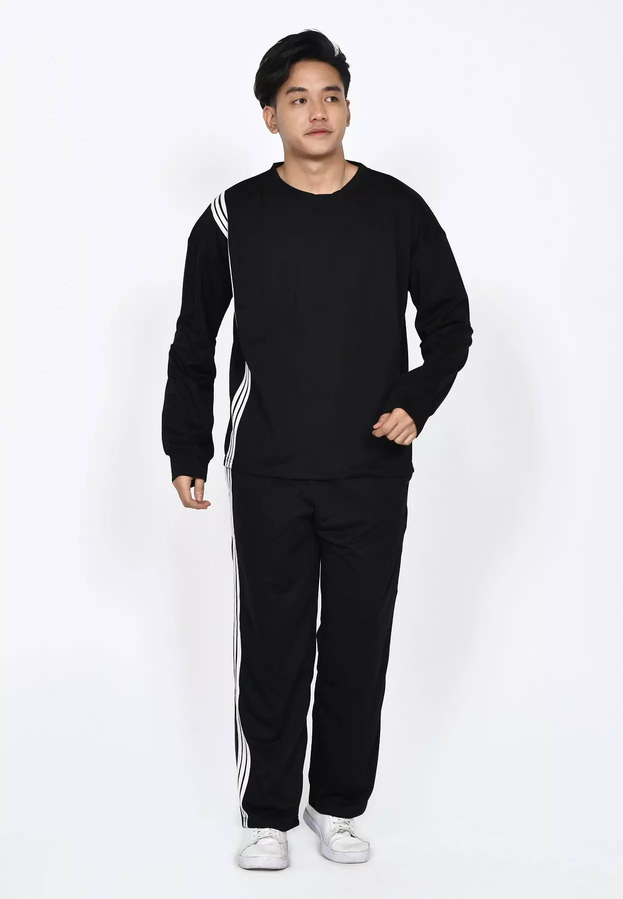 Tristan Set Sporty Wear BLACK- Setelan Training Pria Running Gym Casual Sport