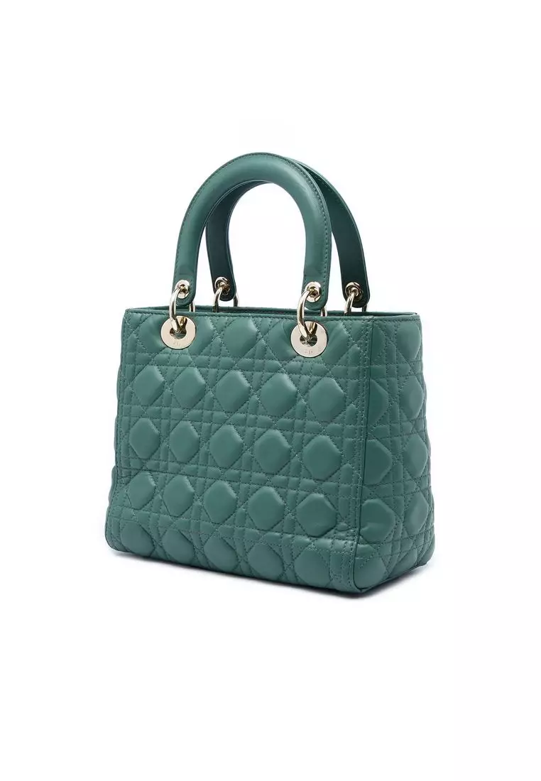 Pre-Loved Dior Medium Lambskin Cannage Lady Dior