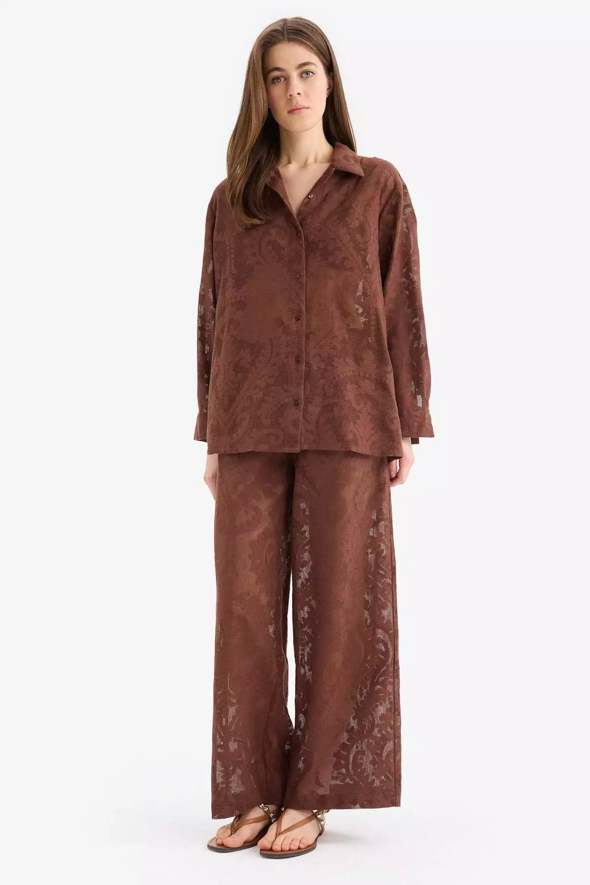 Lace Flexible Waist White Beach Pants-Fall in Love D9767Ax25Sm