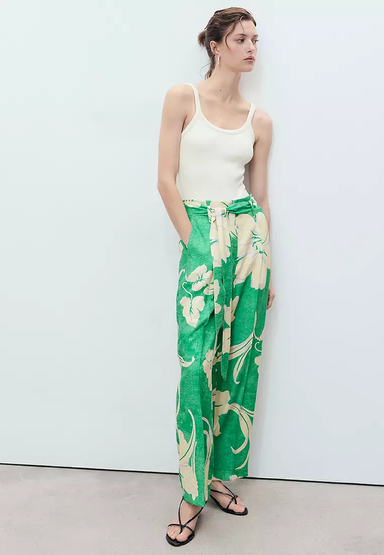 Printed Trousers With Belt