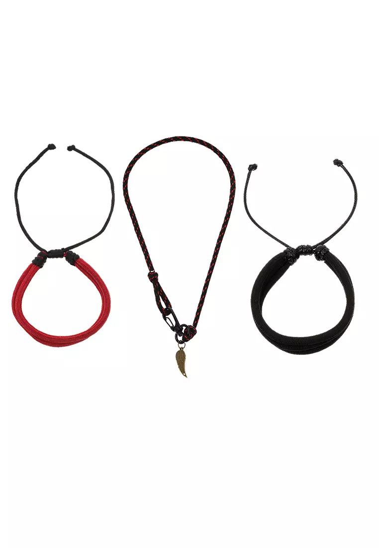 Omrish Bracelet Gelang Pria Motif Wings One Set Material Paracord ORIGINAL - Black Red