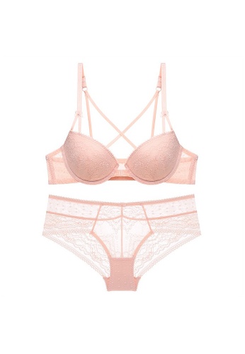 W.Excellence pink Premium Pink Lace Lingerie Set (Bra and Underwear) BAA7DUS2ABC3B4GS_1