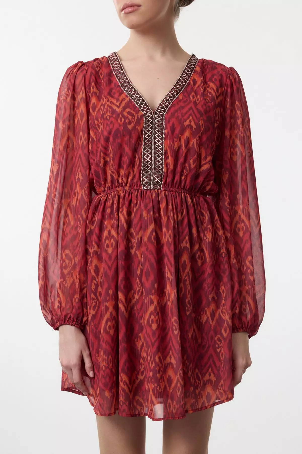 Burgundy Floral Mini Woven Dress TWOAW25EL00182