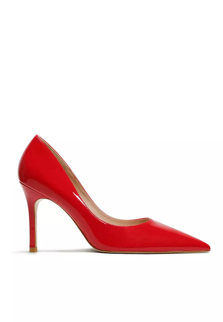 Red leather online pumps shoes
