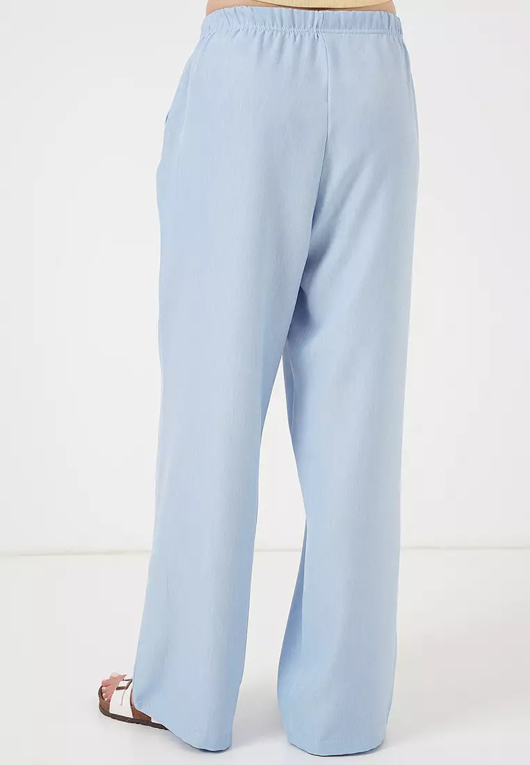 Wide Leg Linen-Look Trousers