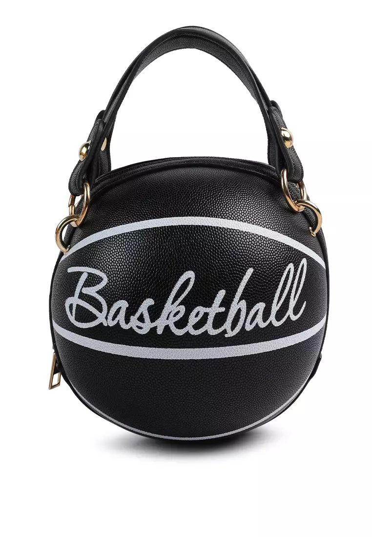 Basketball Shaped Purse Cross Body Bag, Women's Crossbody Bag Handle Tote  Messenger Shoulder Bags Ball Shape PU Leather Round Handbags for Women