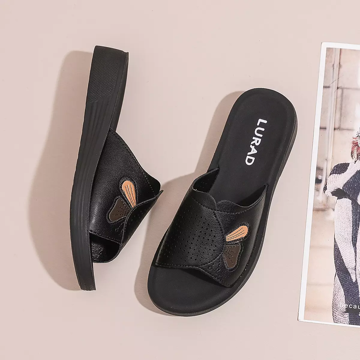 Sendal Cewek Flat Sandal Wanita Daily Kulit Asli YJ5201
