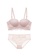 ZITIQUE pink Women's Deep V Push Up Lace Lingerie Set (Bra and Underwear) - Pink 29C32US9C2A4D7GS_1