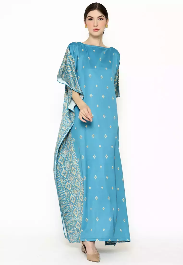 Kanzi Short Sleeve Tapis Kaftan Dusty Blue
