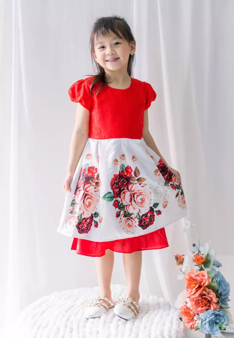 TWO MIX Dress Anak Perempuan Digital Print Bunga Cantik 4269