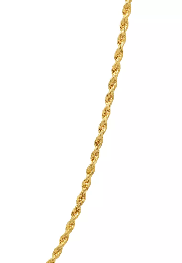 TOMEI Men's Twisted Singapore Chain, Yellow Gold 916