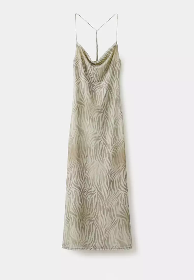 Buy Mango Zebra-Print Draped Dress 2026 Online | ZALORA
