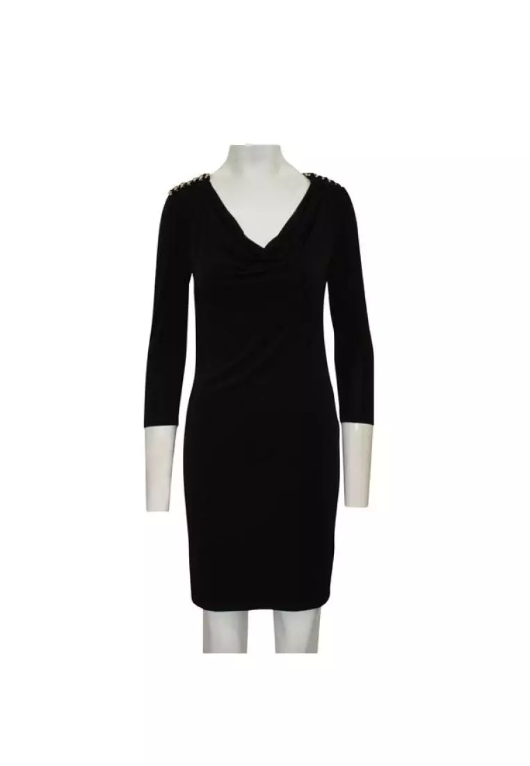 Michael kors black long sleeve dress clearance