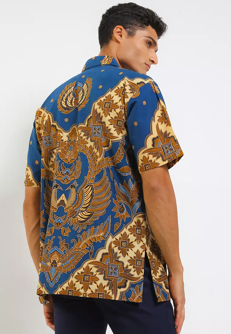Kemeja Batik Printing Lengan Pendek Peksi Rinumpoko Ceplok