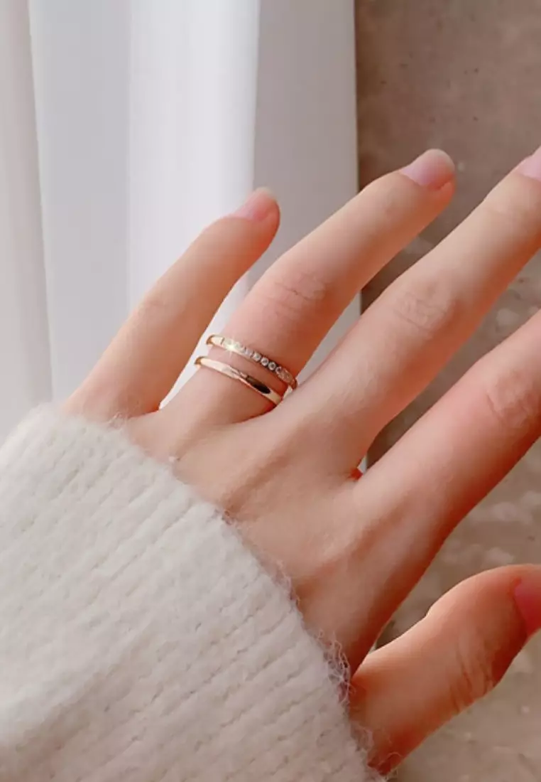 Lottie Double Band Ring in Rose Gold