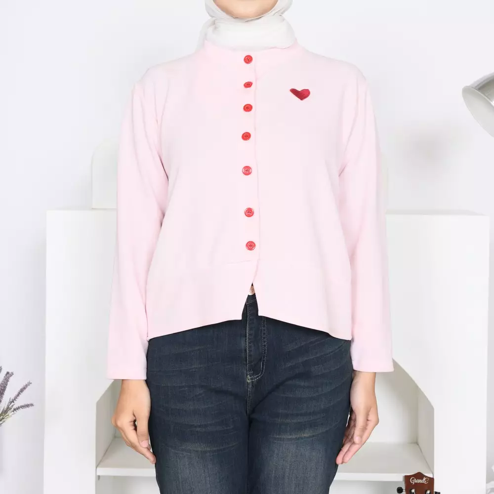 Heart Knit Cardigan - Soft Pink M19828 R58S1