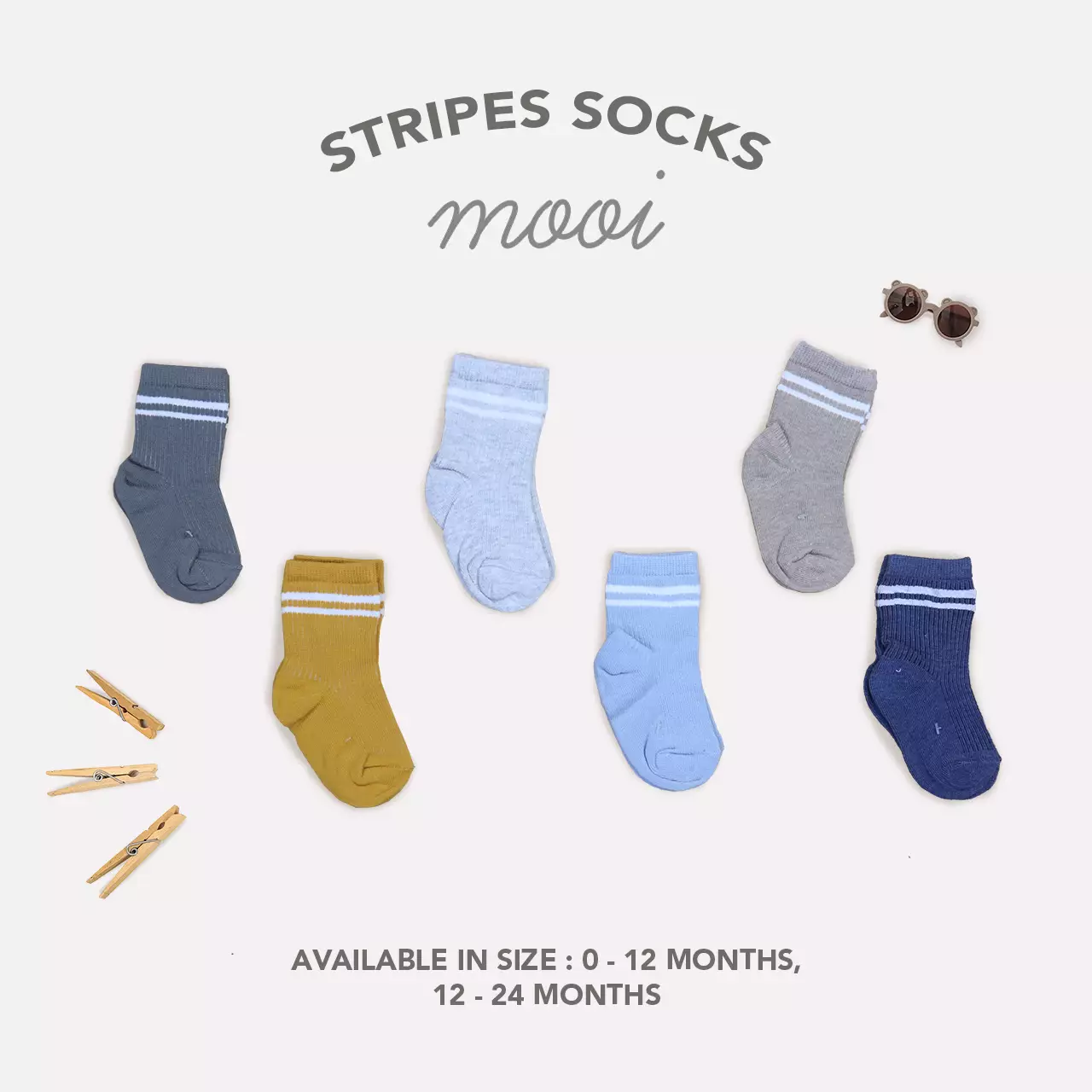 Mooi Stripes Socks Kaos Kaki Anak - Grey Fog
