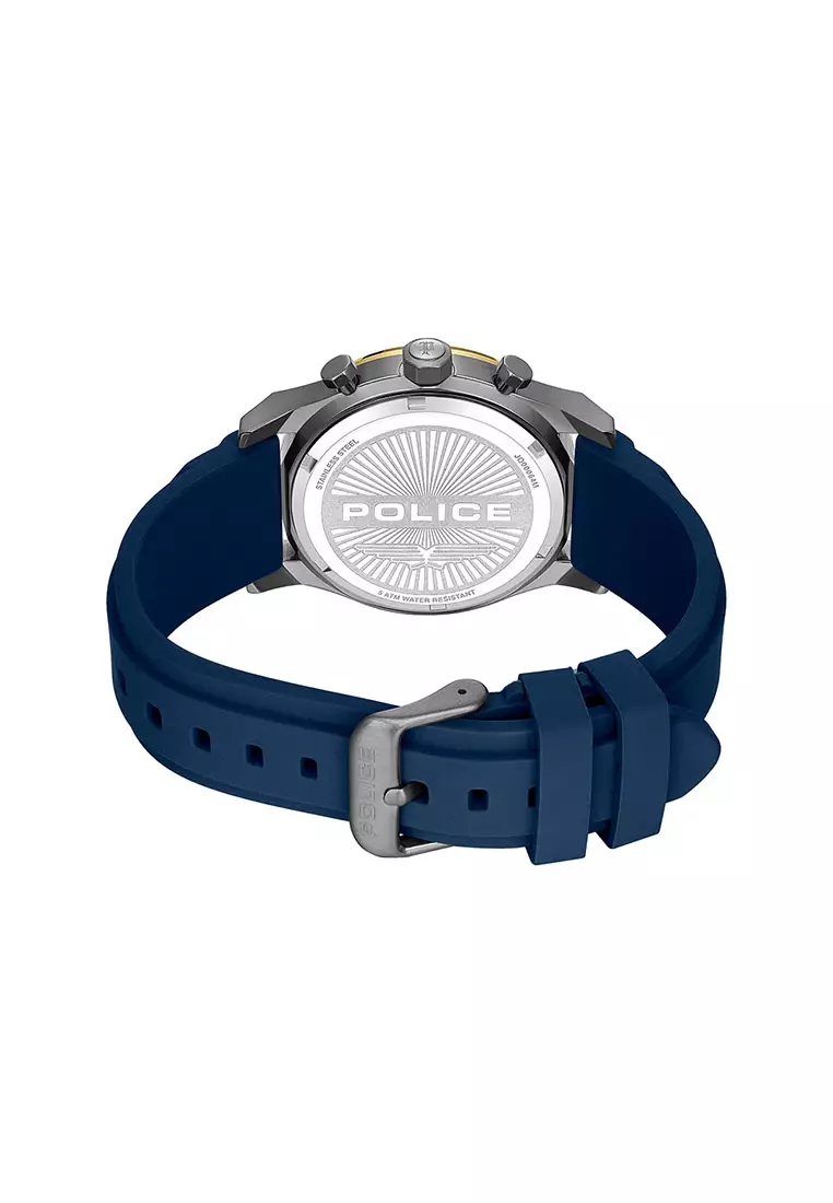 Police Knotty Blue Rubber Analog Quartz Watch For Men PEWJQ0006406M