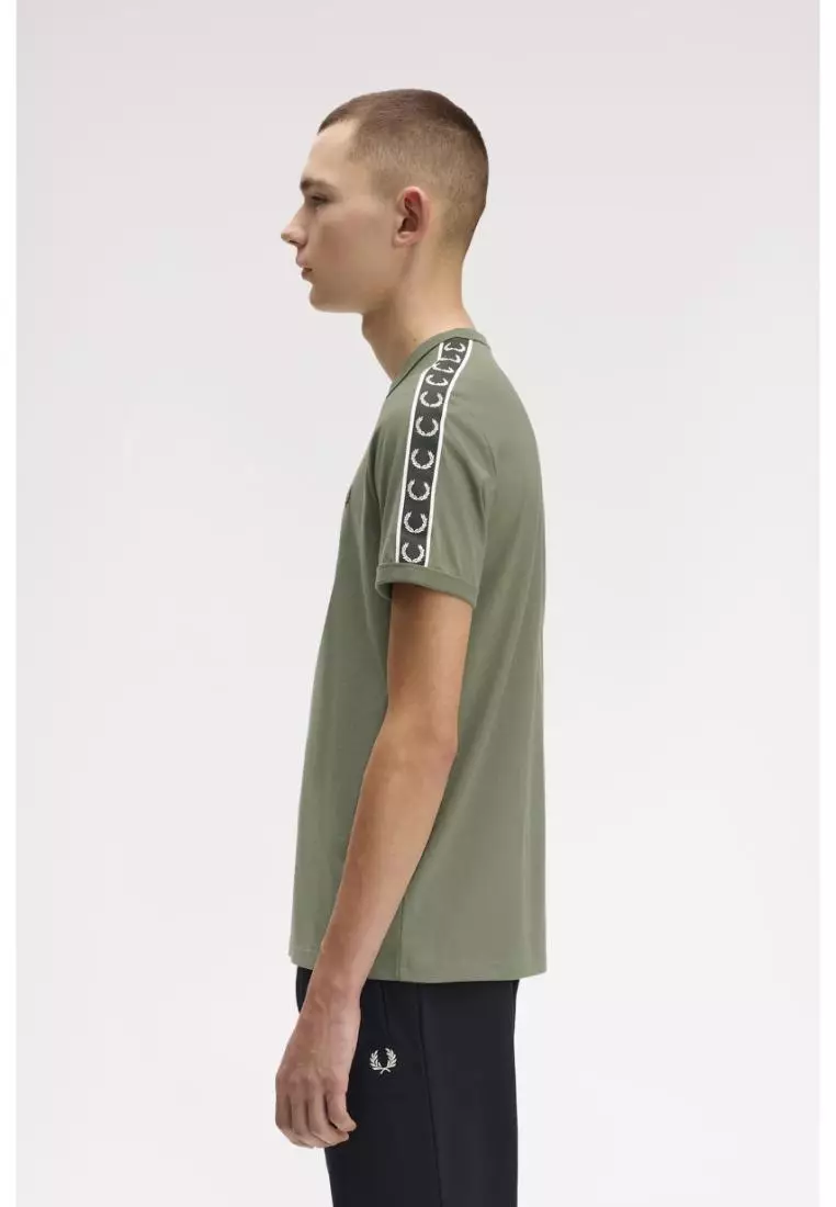 Fred Perry M4613 Contrast Tape Ringer T-Shirt (Laurel Wreath Green / Black)
