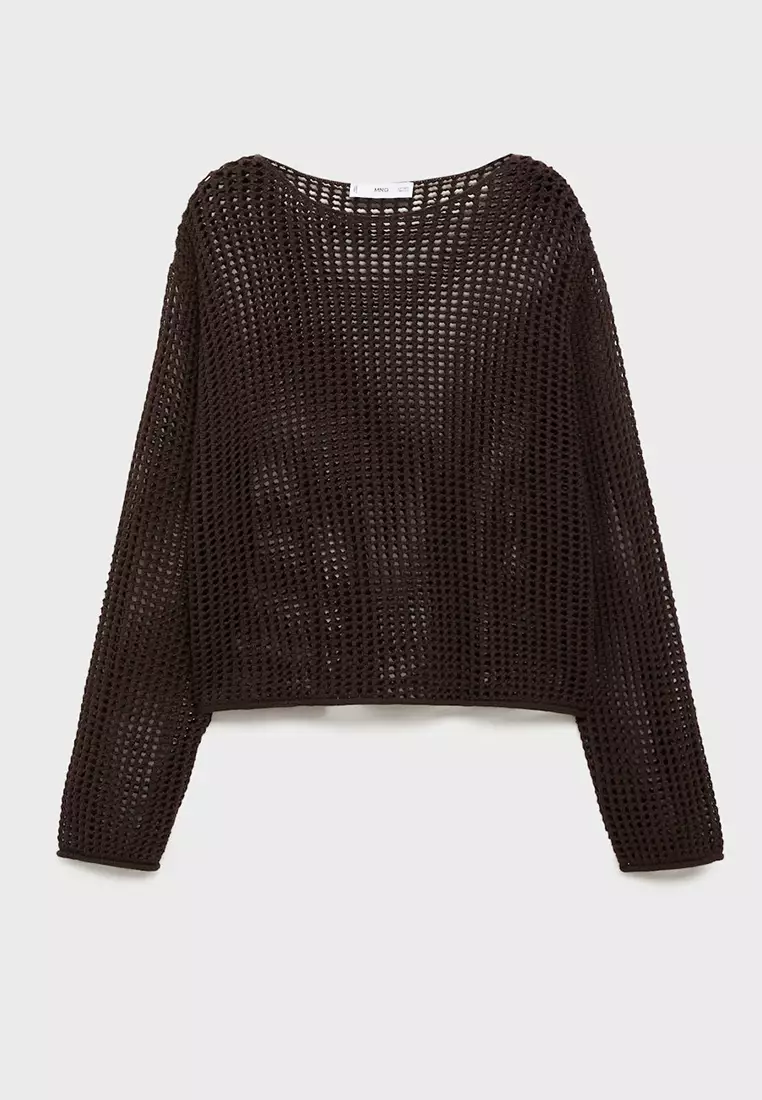 Long-Sleeved Crochet Sweater