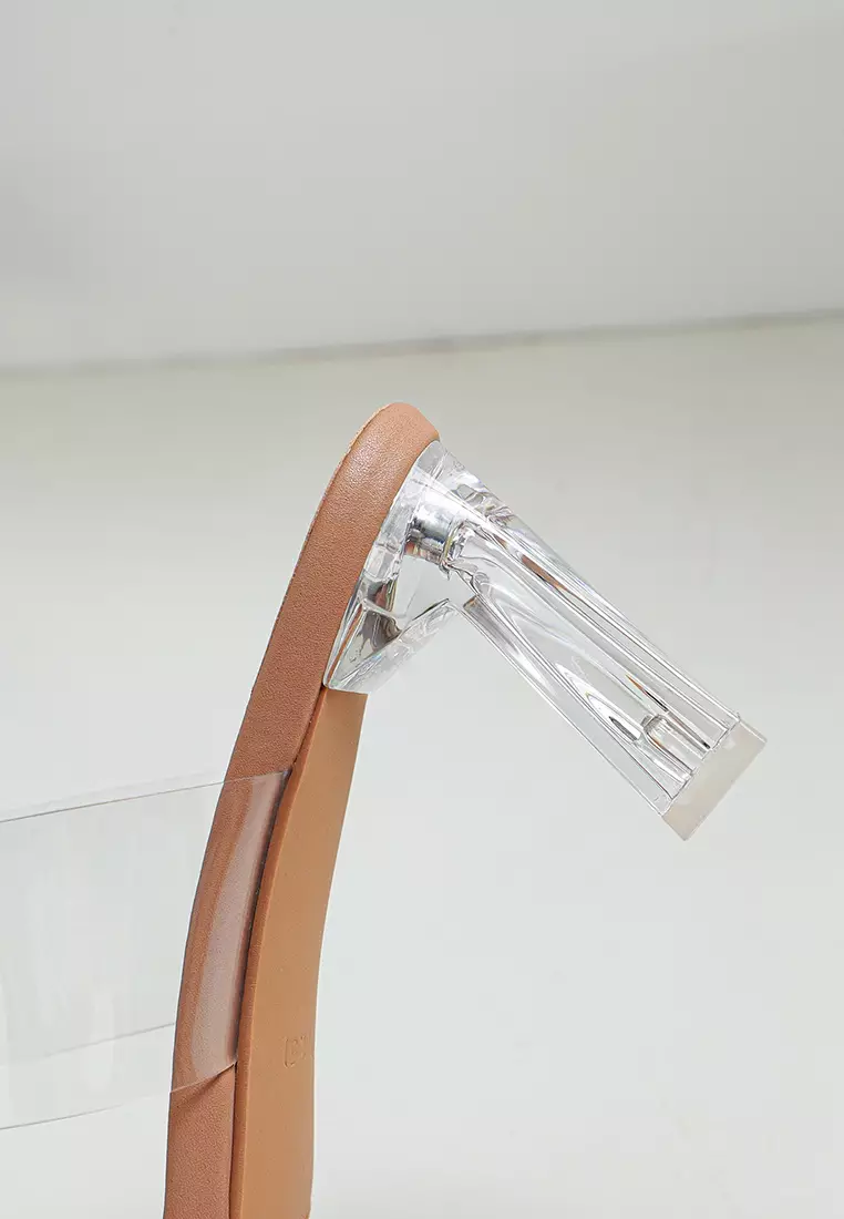 7CM Double Transparent Strap Crystal Heel Sandals BY3372-2