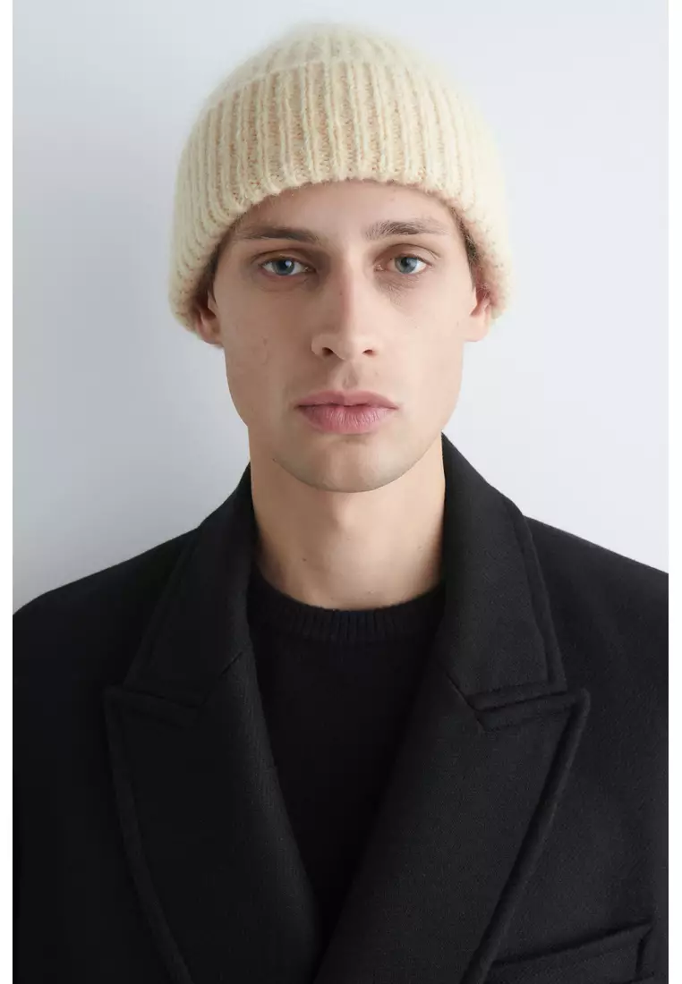 SPACE-DYED BRUSHED WOOL-BLEND BEANIE